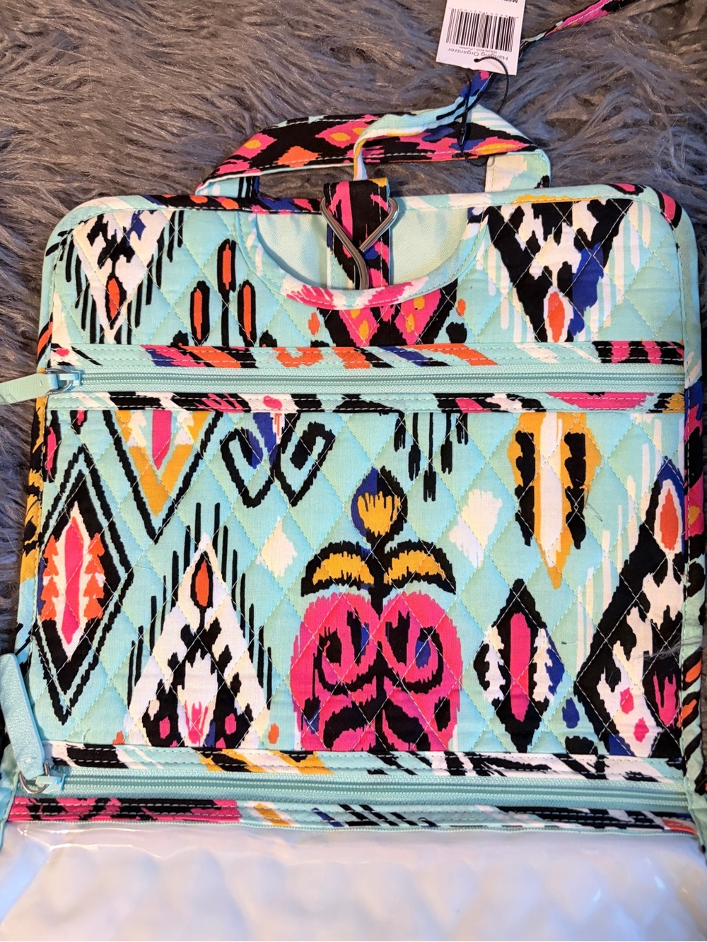 Vera Bradley Pueblo Print Quilted Patterned Hanging Organizer - Aqua Multicolor - Picture 3 of 7